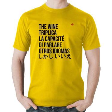 Imagem de Camiseta Algodão The wine triplica la capacité di parlare otros idioma