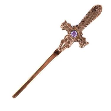 Imagem de Athame Metal Cobreado Envelhecido 15cm Pedra Lilás Reforçado - Lua Mís