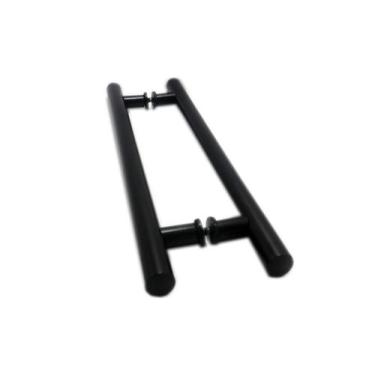 Imagem de Puxador H duplo 40x30cm tubular redondo para porta de vidro e portão -