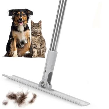 Imagem de 1 vassoura reutilizável para remoção de pelos de animais de estimação com alça – excelente ancinho de carpete para remoção eficiente de pelos de animais de estimação