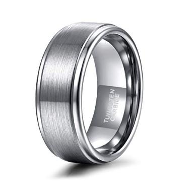 Imagem de Shuremaster aliança de casamento de carboneto de tungstênio de 6 mm 8 mm para homens e mulheres borda de degrau preta/prata gravada I Love You ajuste confortável 4-15