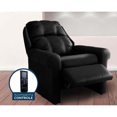 Imagem de Poltrona Reclinável p/ Sala Mh 1216 Two Way c/ Massagem Courano Preto - Herval