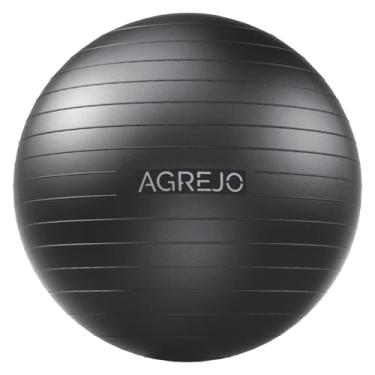 Imagem de AGREJO Bola de ioga, bola de exercícios para malhar, anti-explosão e antiderrapante para fisioterapia, parto, alongamento, assentos flexíveis, academia em casa, com bomba (preta, G (58 – 66 cm)