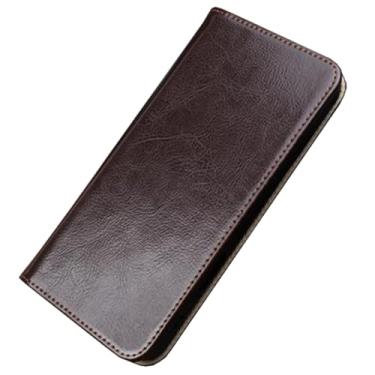 Imagem de HAO RIYLN Capas de couro real para Samsung Galaxy S25 Ultra/S25 Plus/S25, capa de telefone de couro de vaca com slots de cartão, marrom, S25 Ultra