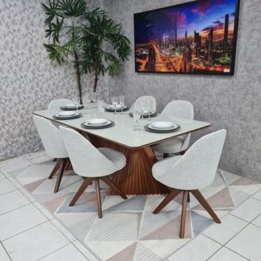 Imagem de Sala de Jantar Mesa Sanches M720 e 6 Cadeiras Dilly Giratórias - D'Con