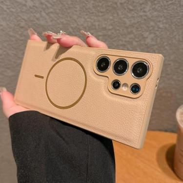 Imagem de MVVKKY Para SamsungS25Plus Proteção Completa de Câmera Luxo Cor Sólida Capa de Telefone À Prova de Choque Capa Traseira Magnética Bumper (Para SamsungS25Plus / Cáqui)