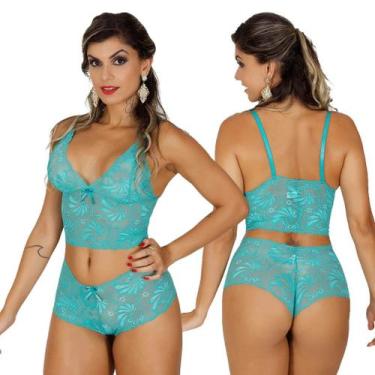 Imagem de Conjunto Sem Bojo Rendado Vamp Calesson Cropped Sensual Lingerie Linha