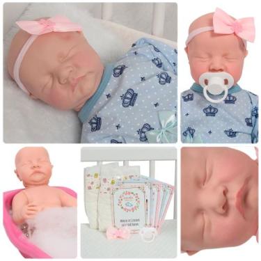Imagem de Boneca Reborn Lívia Princesa 42cm Vestido Kit Acessórios - Cegonha Reb