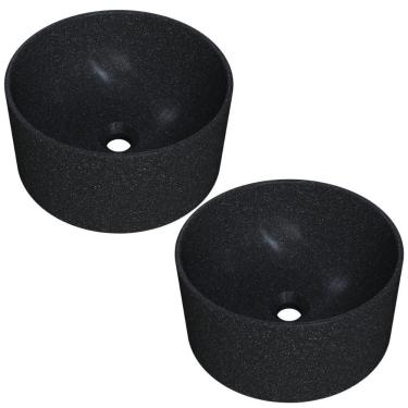 Imagem de Kit 02 Cubas De Apoio Redonda Para Banheiro Lavabo C01 Bl30w Preto Granit Matte - Lyam