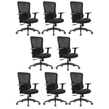 Imagem de Conjunto 8 Cadeiras Kapppa Giratórias Diretor Com Braços Ajustáveis Preta