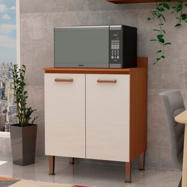 Imagem de Balcão Armário Multiuso Para Cooktop Com 2 Portas 100% Mdf Freijó Branco