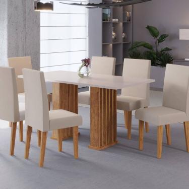 Imagem de Conjunto Sala de Jantar 6 Cadeiras Venus Mel/ Blonde /Pastel