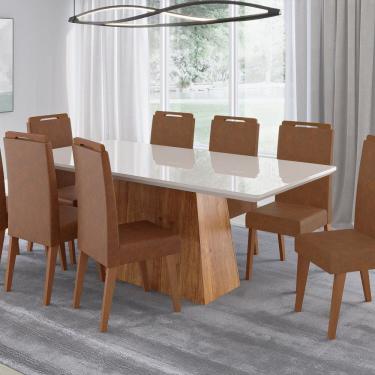 Imagem de Conjunto para Sala de Jantar com 8 Cadeiras Perpetua MEL / OFF WHITE