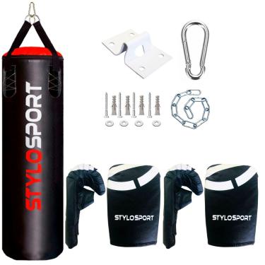 Imagem de Saco de Pancada 120x100 + 2 Luvas + Suporte (Preto)
