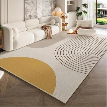 Imagem de Tapete leve de luxo estilo creme para sala de estar, sofá, mesa de centro, cobertor antiderrapante, tapete para quarto, vestiário, decoração de casa (120 x 200 cm, 47 x 79 polegadas/SJR-8)