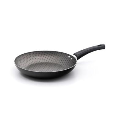 Imagem de Frigideira Santorini 22cm Preta Antiaderente em Alunínio com Cabo Antitérmico de Baquelite, Superfície Estampada e Furo para Pendurar para Cozinha - Meridional