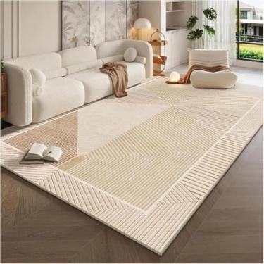 Imagem de Tapete leve de luxo estilo creme para sala de estar, sofá, mesa de centro, cobertor antiderrapante, tapete para vestiário, decoração de casa (120 x 200 cm, 47 x 79 polegadas/SJR-9)