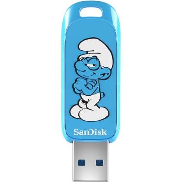 Imagem de SanDisk Unidade flash USB Smurfs de 64 GB, edição Brainy Smurf - até 130 MB/s, USB tipo A, para consoles de jogos e computadores - SDCZIS-064G-G46