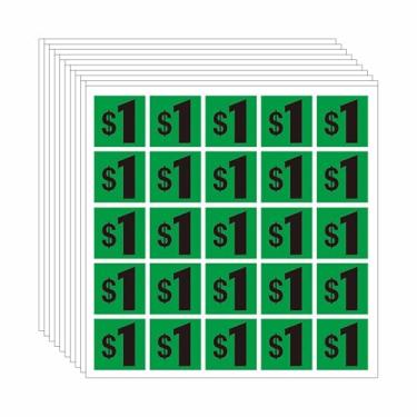 Imagem de DUGUTUL 500 adesivos quadrados de preço de $1 | Etiquetas grandes de 2,5 x 2,5 cm | Qualidade premium para vendas de garagem, vendas de quintal e mercados de pulgas | Adesivo forte, impermeável e à