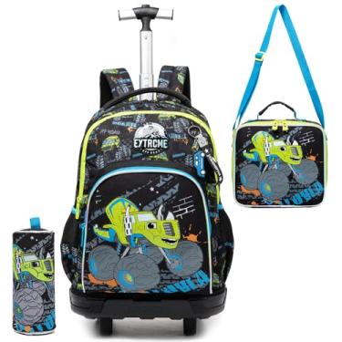 Imagem de ZBAOGTW Mochila com rodinhas para crianças de 8 a 12 anos, mochila com rodinhas para meninos escolares, Carro preto, 16.9 x 12.5 x 8.6 inches