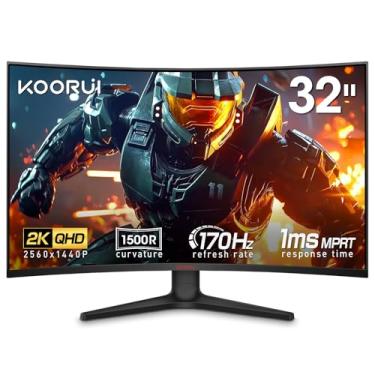 Imagem de KOORUI Monitor Gamer Curvo De 32" - Qhd (2560 X 1440) 2K, 170 Hz A 144 Hz, Curvatura 1500R, 1 Ms, Hdr10, Sincronização Adaptativa, Inclinação Ajustável, Displayport Hdmi, Preto 32E6Qc