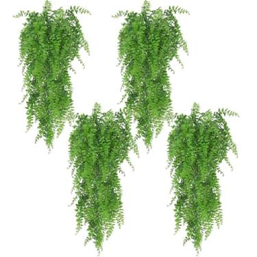 Imagem de Huryfox Plantas artificiais penduradas em videira de samambaia – decoração de folhas de hera falsas 4P para ambientes internos e externos, decoração de folhagem sintética para sala de estar, cozinha