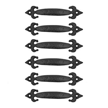 Imagem de Alça de puxador de gaveta de armário pequena, design rústico de ferro preto, 12,7 cm, conjunto de suprimento de reovador de 6