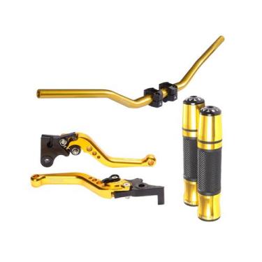 Imagem de Kit Guidão Naked Alumínio Luva Punho Manete Anodizado Suzuki Yes 125 -