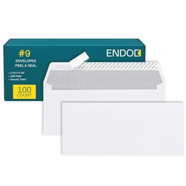 Imagem de Envelopes de Segurança Regular #9 - Envelopes brancos autovedantes, 3 cm x 8 cm, envelopes para negócios de devolução de casca e vedação (100/caixa)