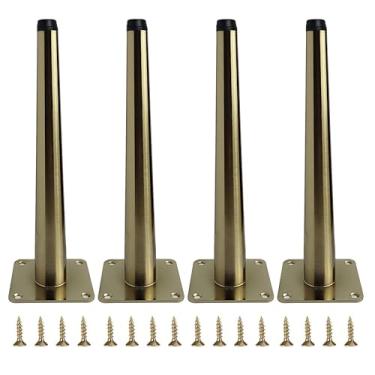 Imagem de Smaxcn 4 peças 9 7/8 polegadas (25 cm) pernas de metal para móveis, pernas retas de armário de metal com pés nivelados