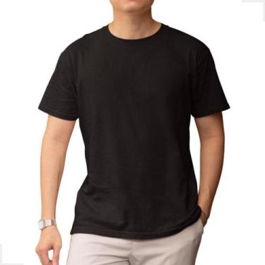 Imagem de Camiseta Masculina Preta Lisa 100% Algodão - SEM MARCA, Preto, M