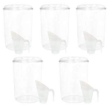 Imagem de Kit 5 Potes Acrílico Redondo com Tampa 12l + 5 Conchas 600ml - Ex Pote