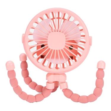Imagem de Bateria do ventilador de carrinho Operou o clipe de tripé flexível no ventilador silencioso ventilador de carro portátil portátil Fil de resfriamento para viagens ao ar livre (Rosa)