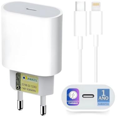 Imagem de Carregador iPhone 8,X,XR,XS,11,12,13,14. 25W + Cabo Fonte Turbo Lightning Homologado Anatel Resistencia Ultra Original E&A