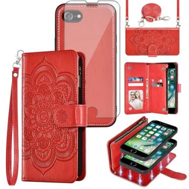 Imagem de Capa de celular para iPhone 7/8/SE 2020/2022 carteira com zíper capa celular com alça protetora de tela flor porta-cartão iPhone7 iPhone8 7s 8s i SE2020 SE2022 2/2nd/3/3ª geração SE2 SE3 7SE 8SE