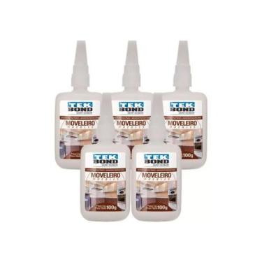 Imagem de Kit 05 Adesivo Instantâneo 100g Moveleiro Tekbond - Gasômetro Madeiras