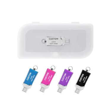 Imagem de Pen drive USB mini OTG personalizado, pacote com 100 unidades giratórias personalizadas, pen drive micro USB, ideal para presentes corporativos, eventos de negócios, brindes promocionais (32 GB, com