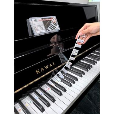 Imagem de Guia de notas de piano para iniciantes, etiquetas removíveis de notas de teclado de piano para aprendizagem, tamanho completo de 88 teclas, feito de silicone, sem necessidade de adesivos, reutilizável