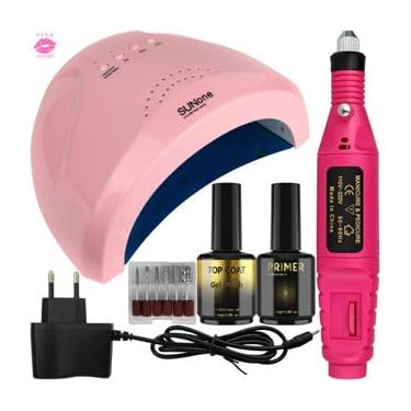 Imagem de kit Cabine 30 leds +Lixadeira De Unha Caneta Motor + Top Coat + Primer + Unha Gel Manicure