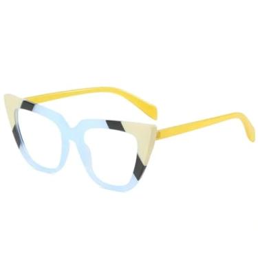 Imagem de Óculos de sol femininos anti-luz azul, armação de óculos estilo olho de gato, lentes transparentes, tendência, óculos de leitura femininos (branco)