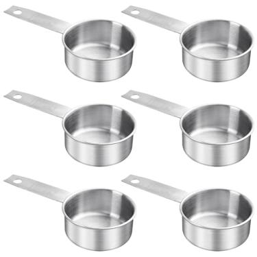 Imagem de Lainballow 6 copos medidores de 1/3 xícara, copos medidores de aço inoxidável, 80 ml | 80 cc | 85 g | Colheres de medição individuais com marcação gravada, copo de medição de metal para cozinha e