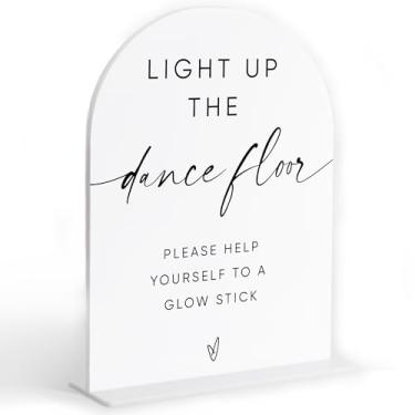 Imagem de Letreiro Let Love Glow para casamento, placa acrílica de arco branco, adereços de pista de dança de casamento, decoração de chá de panela, decoração de festa de noivado, decoração de mesa de centro de