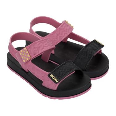Imagem de Sandália Papete Infantil Menina Zaxy Lucky Rosa Ou Preta e Rosa Confortável com Fechamento em Velcro (Preto, BR, Criança de 9 a 12 anos, Numérico, 31)