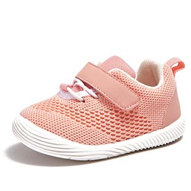 Imagem de Newsonet Sapatos de bebê meninos meninas primeira caminhada respirável antiderrapante tênis andador sola macia 6 9 12 18 20 24 meses, A - rosa, 18-24 Months Toddler