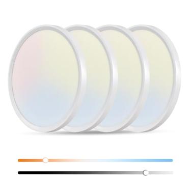 Imagem de OFFIY 4PK Luz de teto LED regulável de 15,8 polegadas, montagem embutida, 34W, 3060LM, 3000K/3500K/4000K/5000K/6500K CCT, luz de tela plana redonda superfina de 2,5 cm para corredor, cozinha, etc