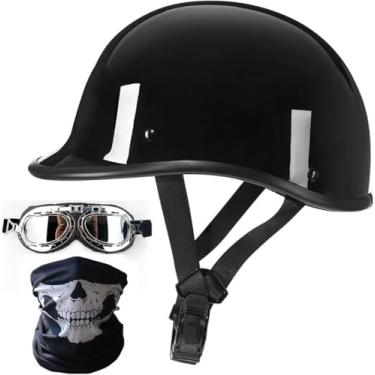 Imagem de Retro Homens Mulheres Rosto Aberto Motocicleta Meio Capacete Estilo Alemão Boné De Beisebol Meio Capacetes Máscara óculos De Proteção Dot/Ece Capacete Certificado Para Atv S, A, M