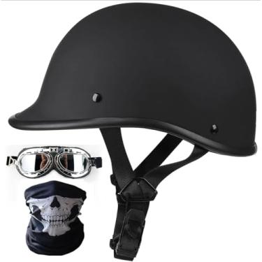 Imagem de Retro Homens Mulheres Rosto Aberto Motocicleta Meio Capacete Estilo Alemão Boné De Beisebol Meio Capacetes Máscara óculos De Proteção Dot/Ece Capacete Certificado Para Atv S, A, XL