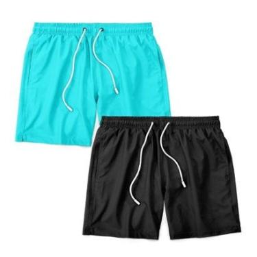 Imagem de Kit 2 Shorts Bermuda Masculino Tactel Liso Praia Academia-Masculino