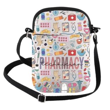 Imagem de FEELMEM Bolsa transversal para técnico de farmácia Farmacêutico Merch RX Farmacêutico Presente de Apreciação Farmácia Presente de Formatura, Bege, Tendência