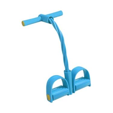 Imagem de Baoblaze Faixa elástica de resistência para pedal, corda de tensão para academia em casa para mulheres, faixa elástica de ioga, 4 tubos, extrator de pedal para, Azul